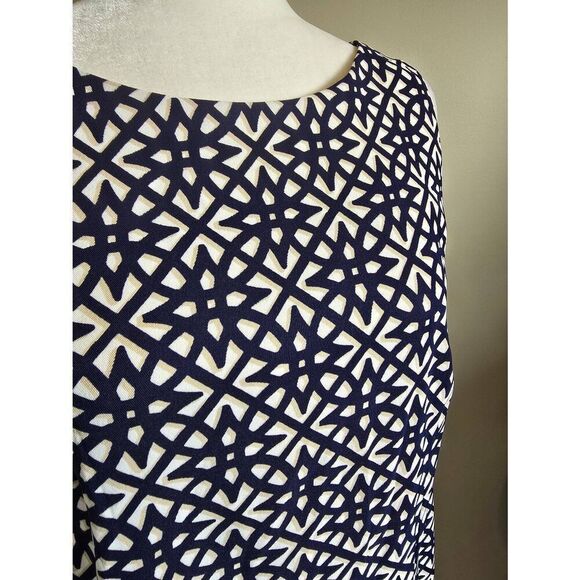 Alyx Shift Dress Sz 16 Navy, Tan, White Geometric - Picture 2 of 8